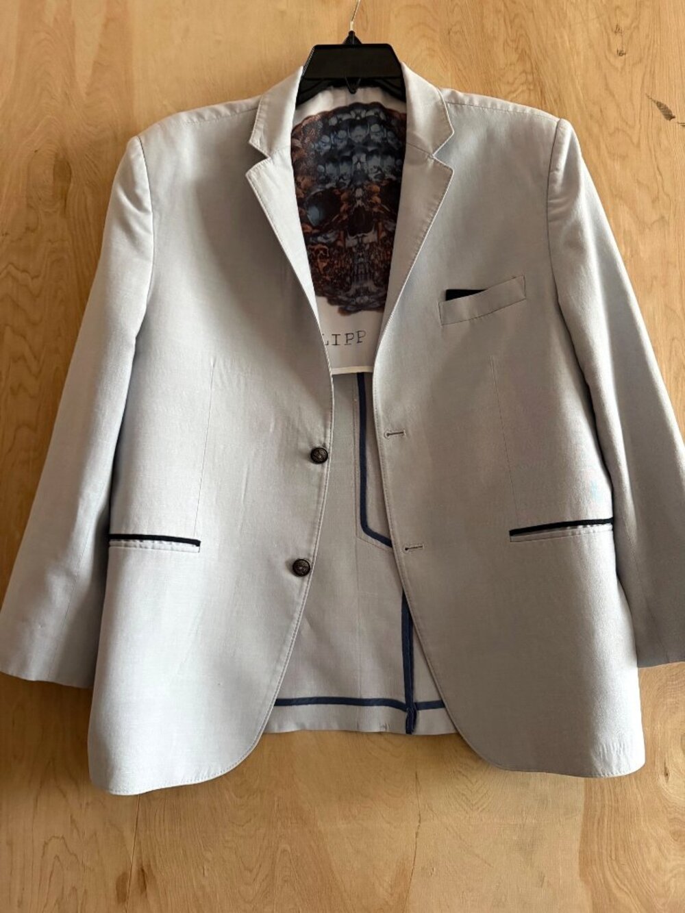 Philipp Plein Homme Men’s Limited Edition Light Blue Skull Lined Blazer Sz L(?) - Picture 4 of 16